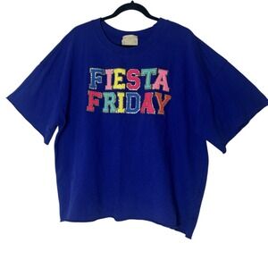 Judith‎ march Top Women's XL fiesta friday Short Sleeve Oversized Colorful Party